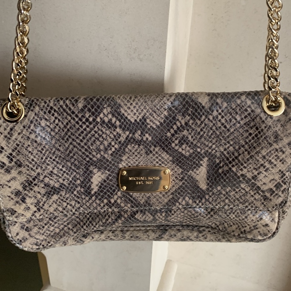 Michael Kors Python Double Chain Strap Shoulder B… - image 4